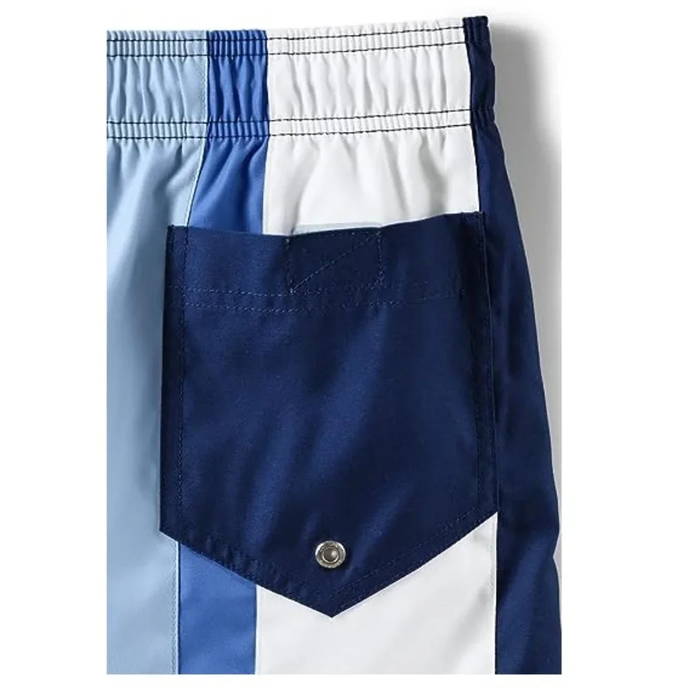 NWT Lands' End Men's Lined 8in Colorblock Volley Swim Trunks Size S $50 Y348